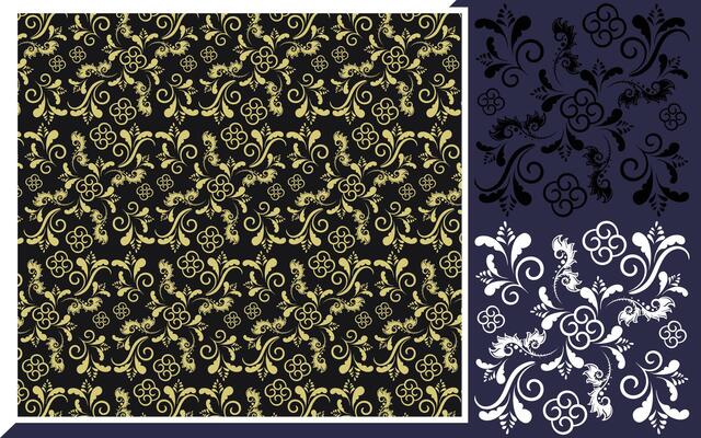 a set of four different patterns with gold and black