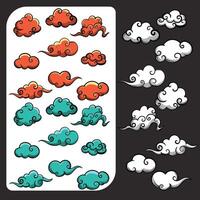 set of clouds in different colors and shapes vector