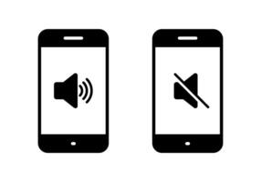 Sound phone icon. Cellphone with volume speaker sign symbol. Ring and mute mode concept vector