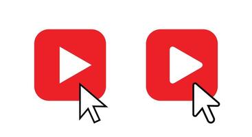 Play button click cursor icon. Streaming ui element vector