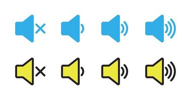 Sound volume level icon set collection in flat design. Audio speaker sign symbol vector