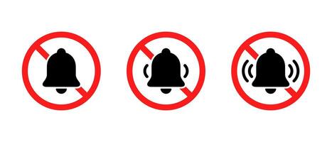 No bell icon set in generic style. Notification prohibition sign symbol vector