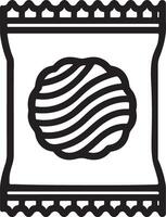 A Black and White Silhouette Illustration of a Single Cookie in a Package vector