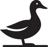 Detailed Black Duck Silhouette Illustration Art vector
