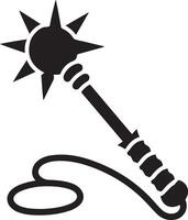 Black and White Illustration of a Flail Weapon with a Spiked Ball vector