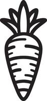 Simple Black Line Drawing Carrot Illustration vector