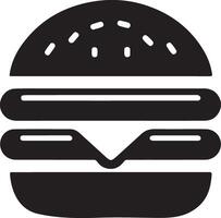 Double Decker Cheeseburger Black Silhouette Fast Food Icon vector