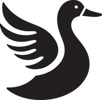 Elegant Black Silhouette of a Duck in Flight vector