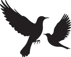 Dynamic Silhouette of Two Birds in Flight Artistic Illustration vector