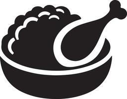 Delicious Roasted Chicken and Mashed Potatoes Dish Silhouette Icon vector