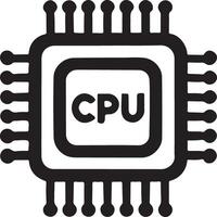 Central Processing Unit CPU Microchip Silhouette Illustration Graphic vector