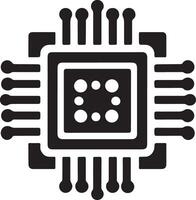 Simplified Microprocessor Chip Design Silhouette Illustration vector