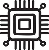 Microprocessor Circuit Silhouette Icon A Simple Illustration of a Computer Chip vector