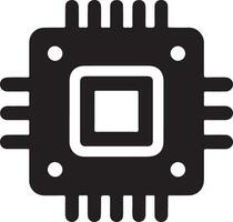 Black Silhouette Microchip Processor Icon Illustration vector