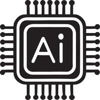 AI Microchip Artificial Intelligence Technology Silhouette Art vector
