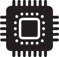 Computer Chip Silhouette Icon A Detailed Illustration of a Microprocessor vector