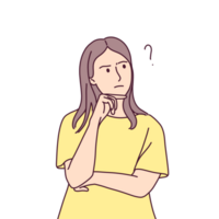 Illustration of confused female or thinking gesture png