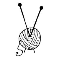 Knitting.Knitting ball in doodle style on an isolated background. vector