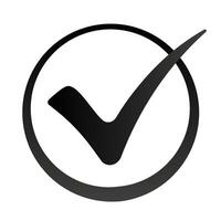 Black check mark icon. logo template. Check mark in round sign. Approved vector