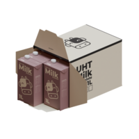 A Box Full Of Large Full Chocolate Milk 3D Render Design Element png
