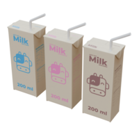 Medium Milk Isometric Front Right View in Three Variant 3D Render Design Element png
