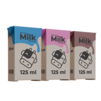 Small Milk Front Left View in Three Variant 3D Render Design Element png