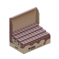 A Box Full Of Small Chocolate Milk 3D Render Design Element png