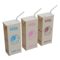 Medium Milk Isometric Front Left View in Three Variant 3D Render Design Element png