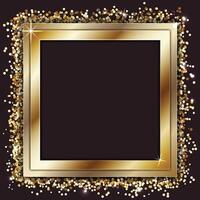 Gold frame with sparkles on a dark background vector