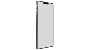 Blank Screen Smartphone Perspective View Mockup 3d Rendering Rotated by minus 45 degrees on the X axis. View from top png