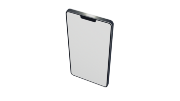 Blank Screen Smartphone Perspective View Mockup 3d Rendering Rotated by 25 Degrees on the X Axis and 45 Degrees on the Y Axis. View from top png