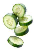 cucumber slices Floating in mid-air isolated on transparent background png