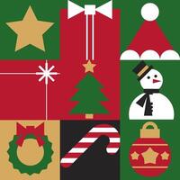 Scandinavian Christmas Ornament Grid Design vector