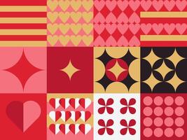 Scandinavian Geometric Valentine Seamless Pattern vector