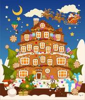 Festive Gingerbread House Christmas Scene vector