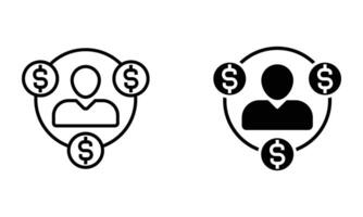 A person with money in a circle icon vector