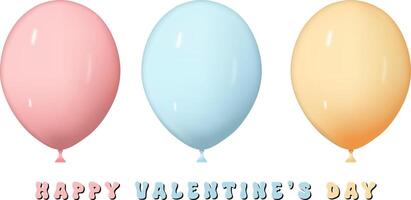 Set of balloons in soft pastel colors. Festive decorative element in realistic 3d design. vector