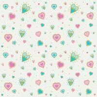 Seamless pattern with pink and pastel green hearts on a beige background vector