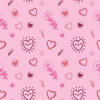 Seamless pattern with hearts on a pink background vector
