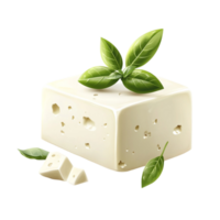 Cheese Block with Leaves png