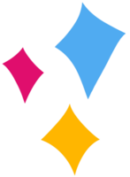 Cute hand drawn three colorful sparkling twinkling star ,Dimond star burst icon element isolated png