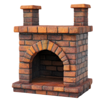 Brick fireplace isolated on transparent background png