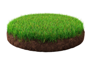 Circle of land with grass isolated on transparent background png