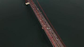 The Bridge of 25th April with car traffic at Lisbon, Portugal. video