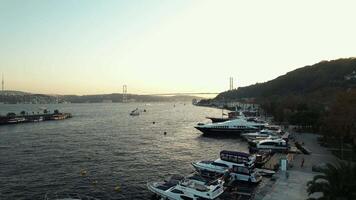 Aerial view of Fatih Sultan Mehmet Bridge in Istanbul, Turkey. Beautiful view of Istanbul Bosphorus. video