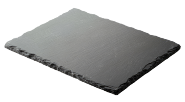 Empty black slate stone isolated on transparent background, top view png