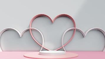 valentine display podium pedestal platform product stage minimal mockup background. valentine day scene geometric studio showcase stand abstract modern light show. shape realistic empty backdrop. video