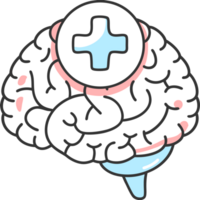 Illustration of a healthy human brain with the image of a cross as a symbol of health png
