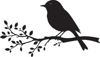 Charming Bird Silhouette Resting on a Branch vector