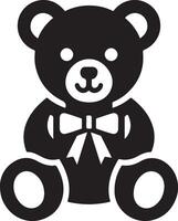 Charming Teddy Bear Silhouette with a Bow Icon vector